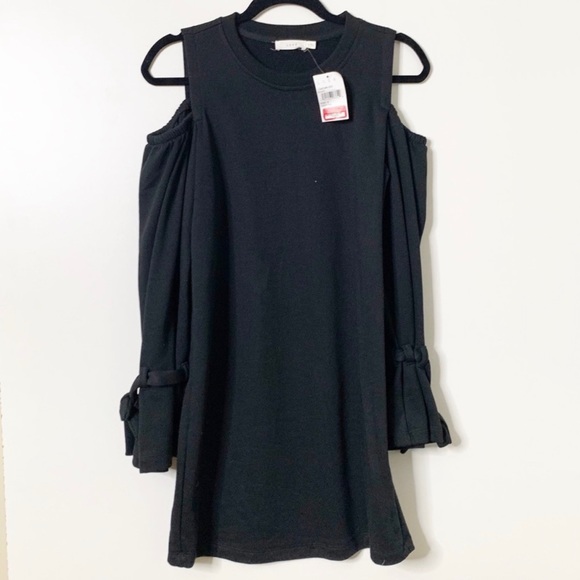 Lush Cold Shoulder Long Sleeve Black Dress Size Small NWT - Picture 5 of 7